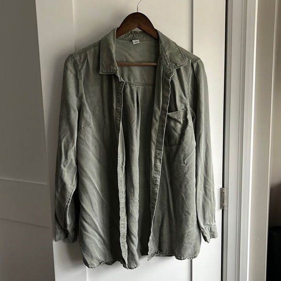 Sage Green Washed Denim Button-down Size L - Picture 1 of 4